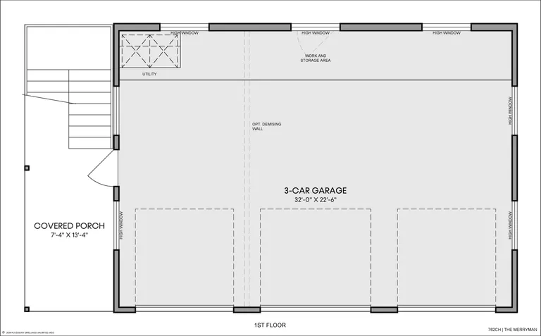 The Merryman floorplan, garage level
